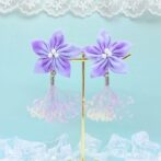 霞（つまみ細工イヤリング）