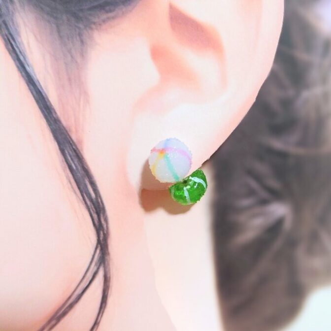 彩飴-サイシ-(ピアスキャッチ)みどり
