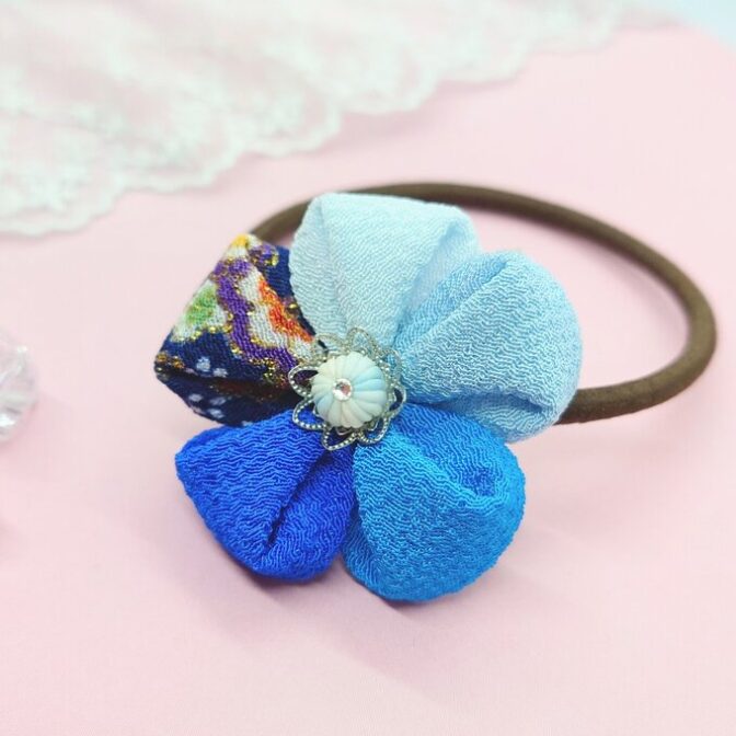 ちりめん×和菓子のヘアゴム(つまみ細工)