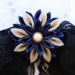 月夜花と黒レースのポニーフック