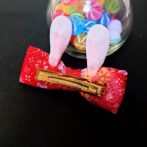 うさみみリボンのヘアクリップ（つまみ細工）
