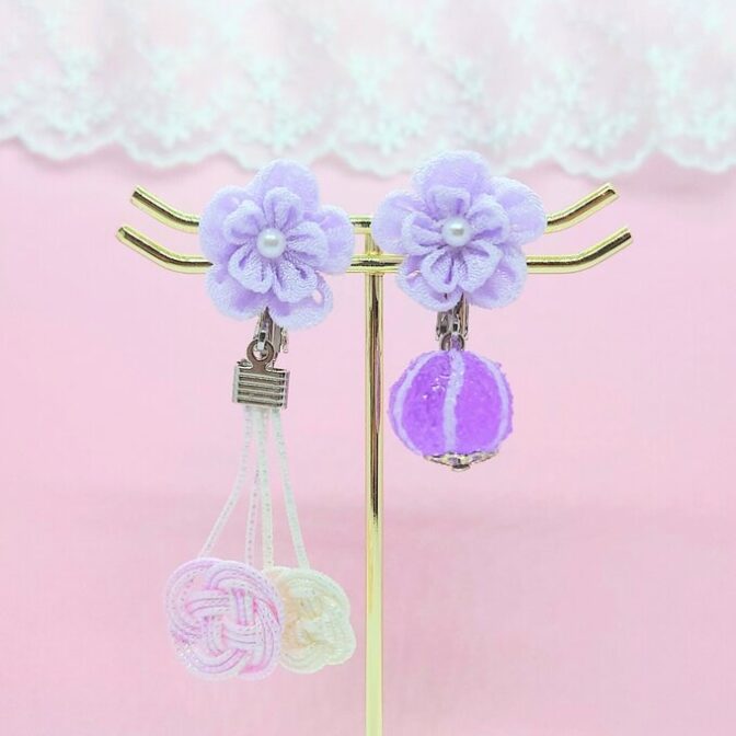 結びの花飴（むらさき×シルバー）