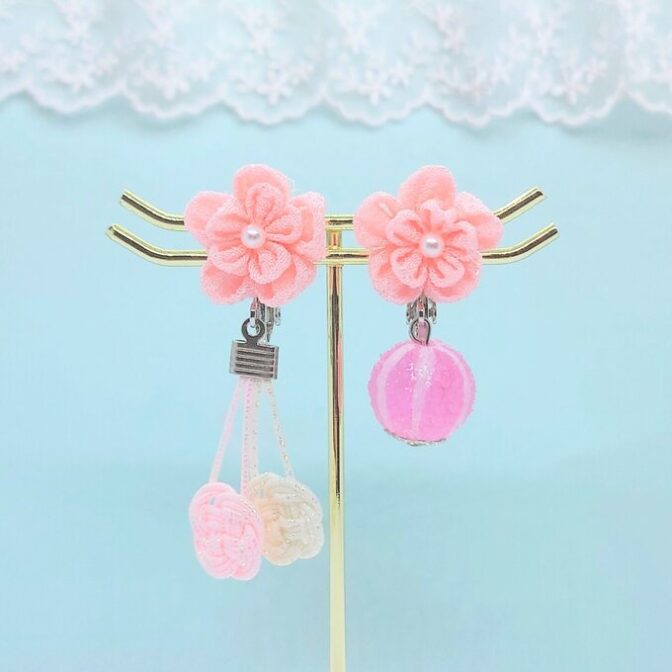 結びの花飴（ぴんく×シルバー）