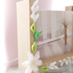 白ユリのフォトフレーム　写真立て　つまみ細工