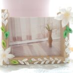 白ユリのフォトフレーム　写真立て　つまみ細工