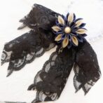 月夜花と黒レースのポニーフック