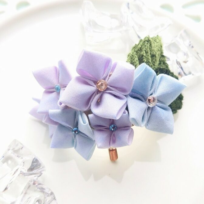 アジサイのポニーフック つまみ細工