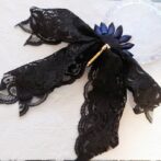 月夜花と黒レースのポニーフック