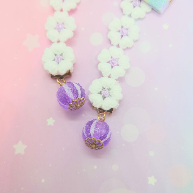 リボンキャンディのヘアクリップ（パープル）