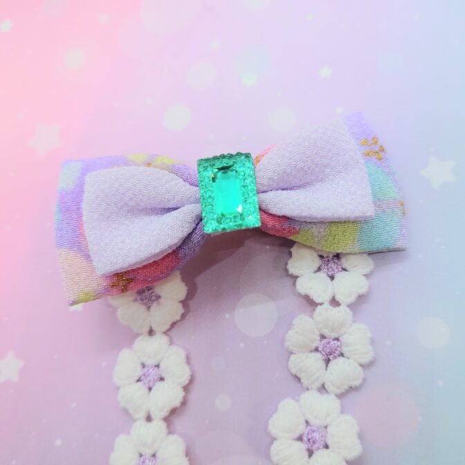 リボンキャンディのヘアクリップ（パープル）