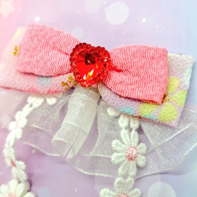 リボンキャンディのヘアクリップ(ピンク)