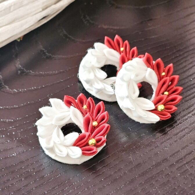 ミニ環-tamaki-ブローチ(紅白)